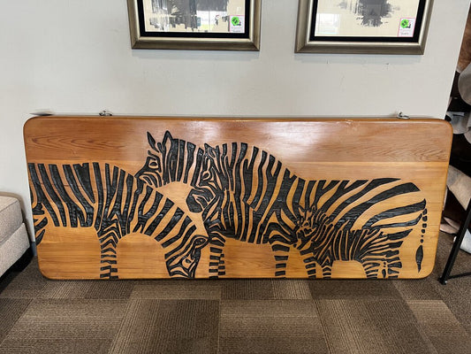Wood Carved Zebra Panel