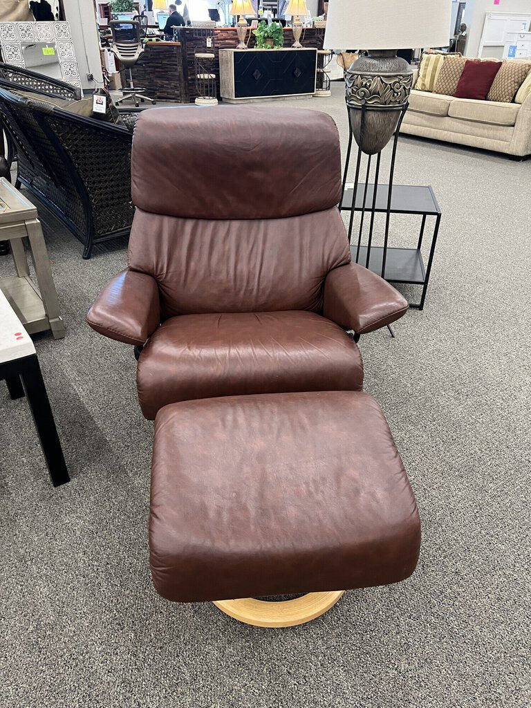 Ekornes Brown Chair/Ottoman