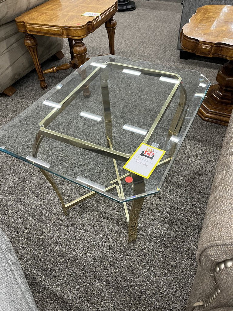 Glass/ Brass End Table