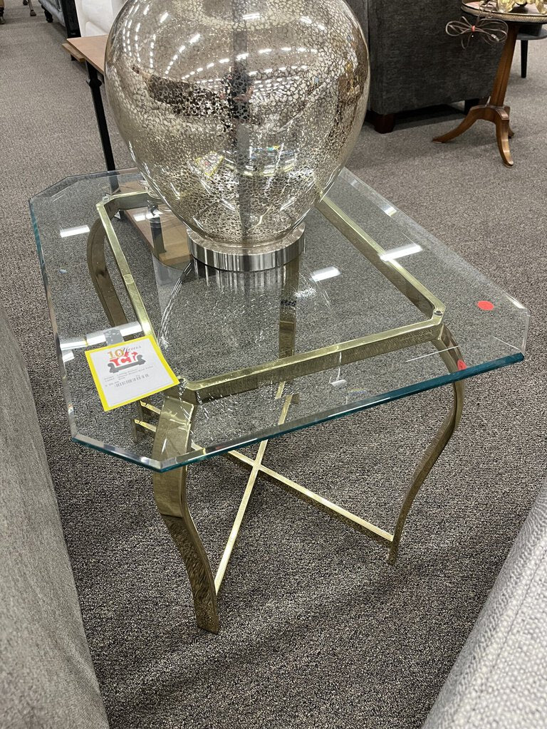 Glass/ Brass End Table