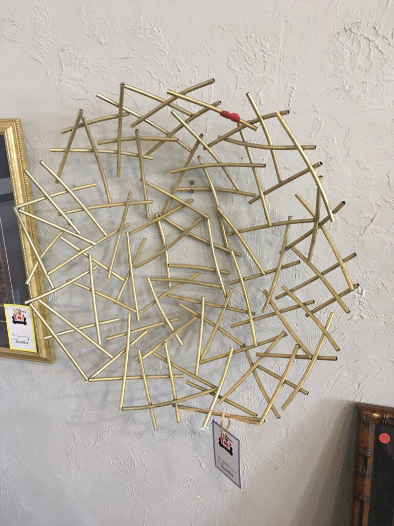 Pair Gold Straw Wall Decor