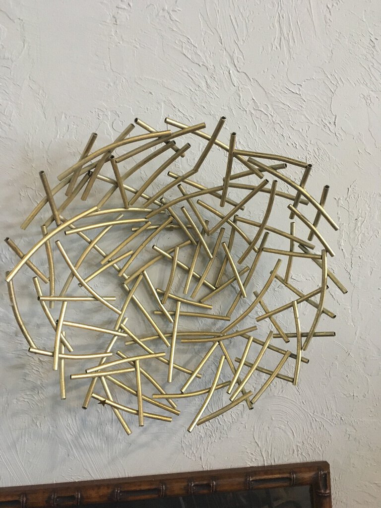 Pair Gold Straw Wall Decor