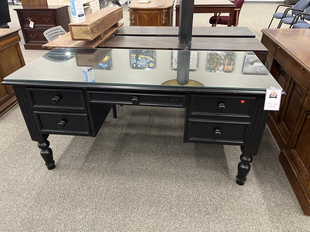 Black Desk W/ Glass