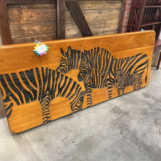 Wood Carved Zebra Panel