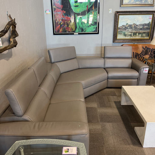 Grey Leather Sectional