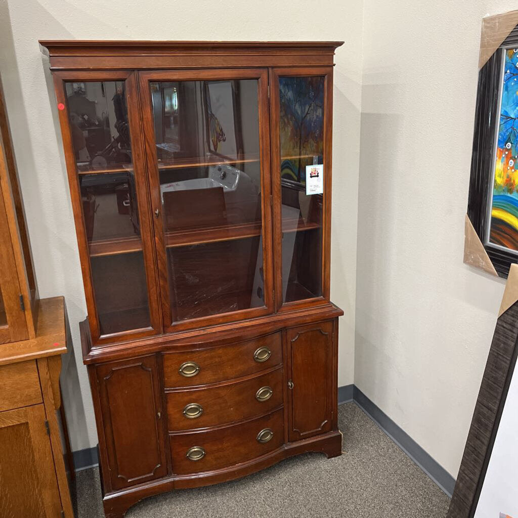 Vintage Red Wood China Hutch