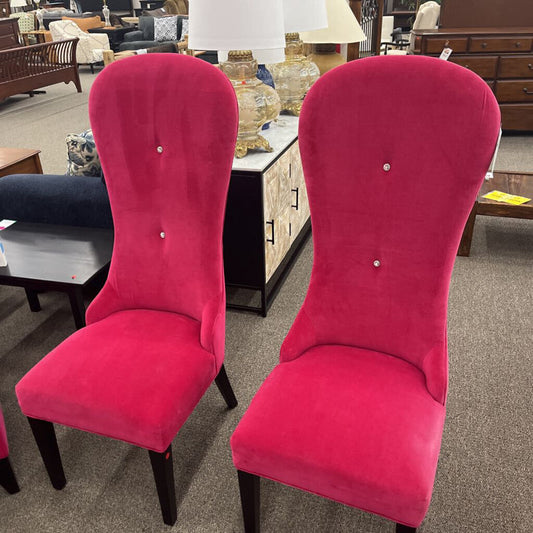 Pair Pink Tall Back Chair