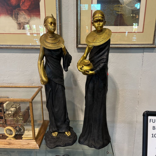 Pair Gold African Statues