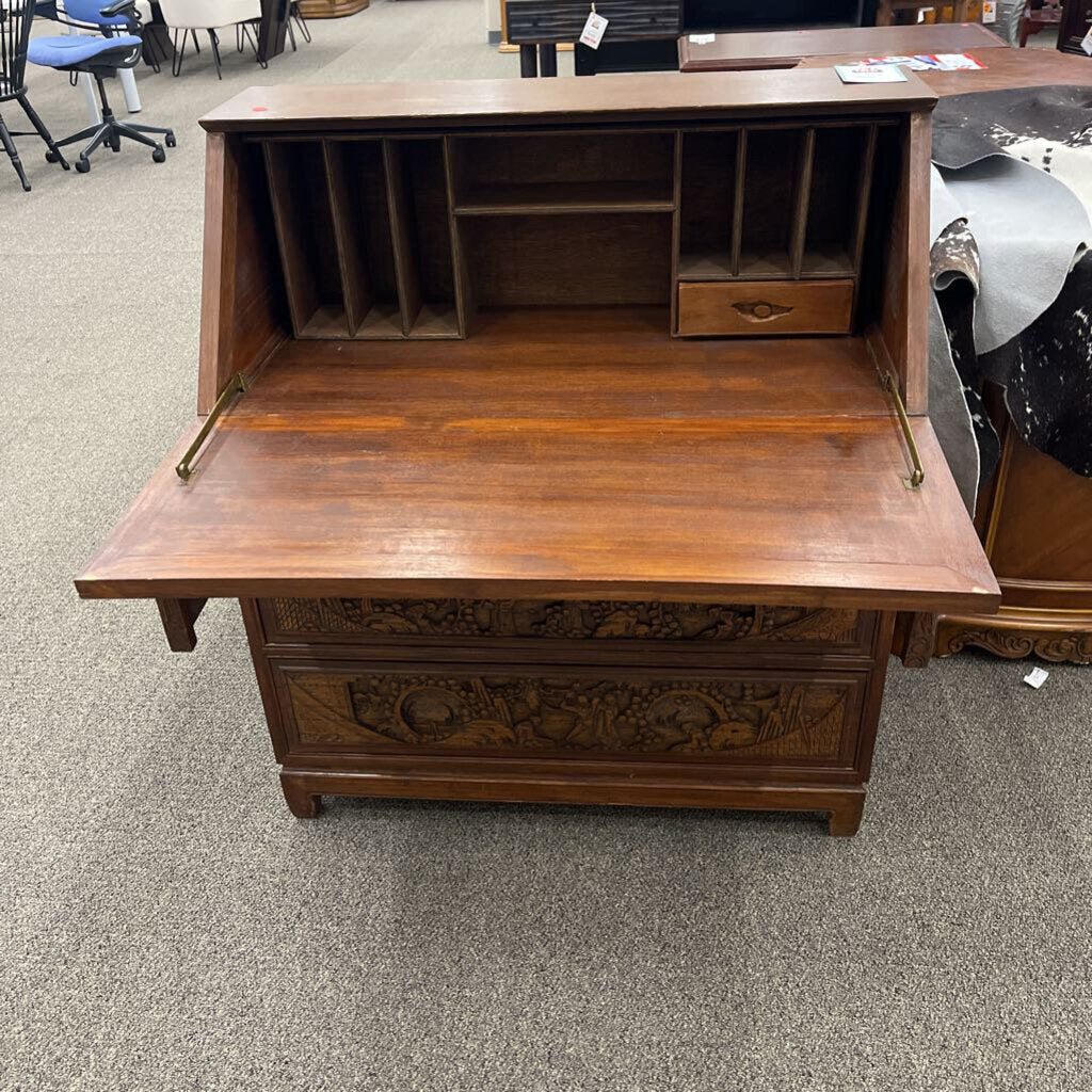 Carved Wood Secretary