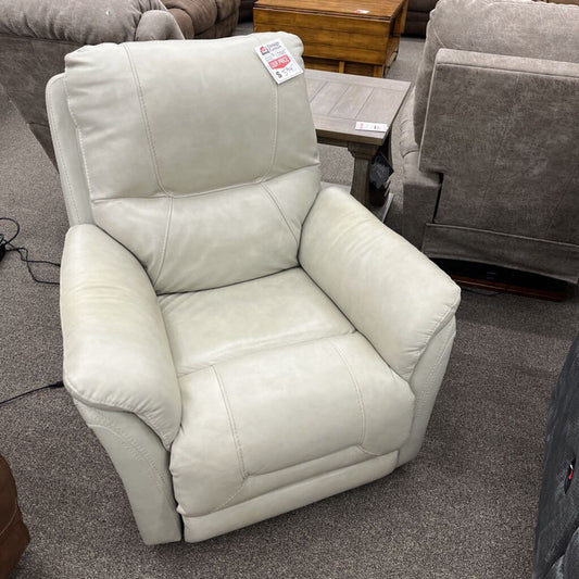 Cream Leather Pwr Recliner