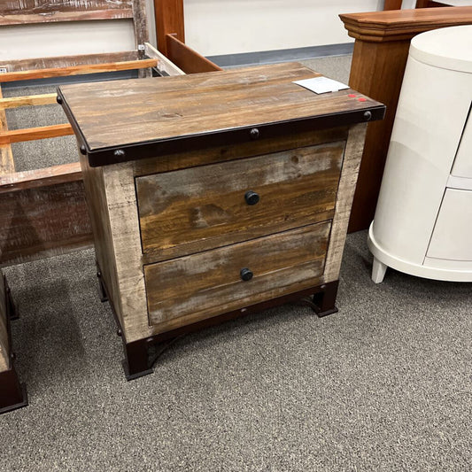 Rustic Iron Accent Nightstand