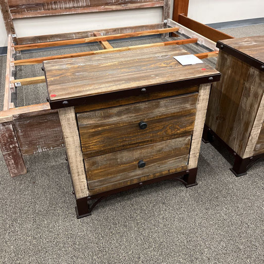 Rustic Iron Accent Nightstand