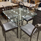 Glass Top Iron Table w/ 4 Chairs