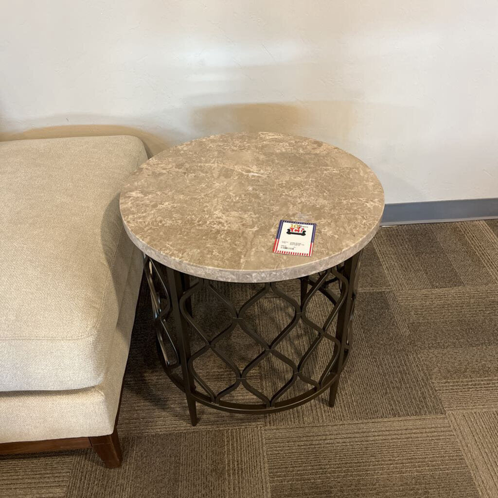 Round Marble Top End Table