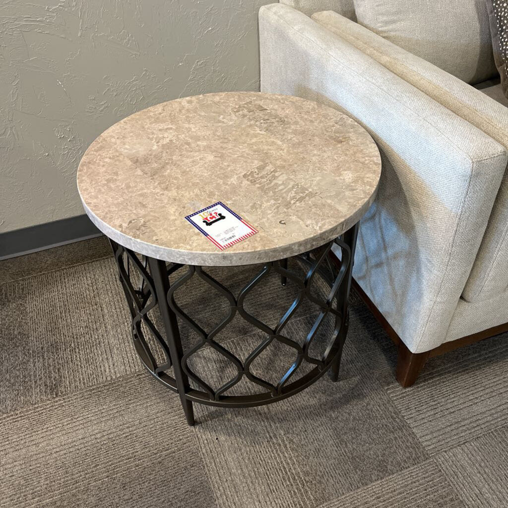 Round Marble Top End Table