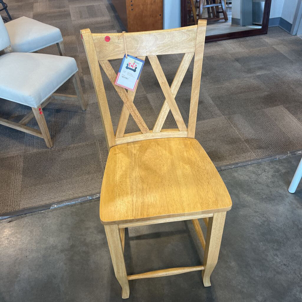 Pair of Blonde Oak Barstools