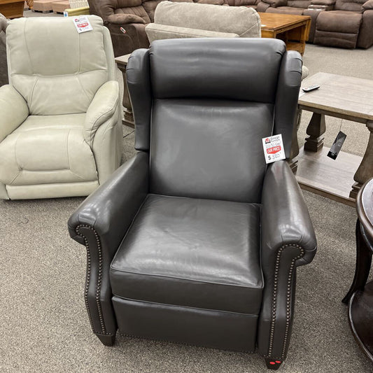 Gray Leather Pwr Recliner