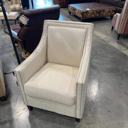 White Nailhead Armchair