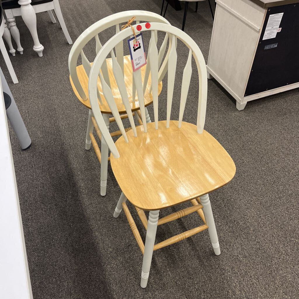 Pair of White & Pine Barstools