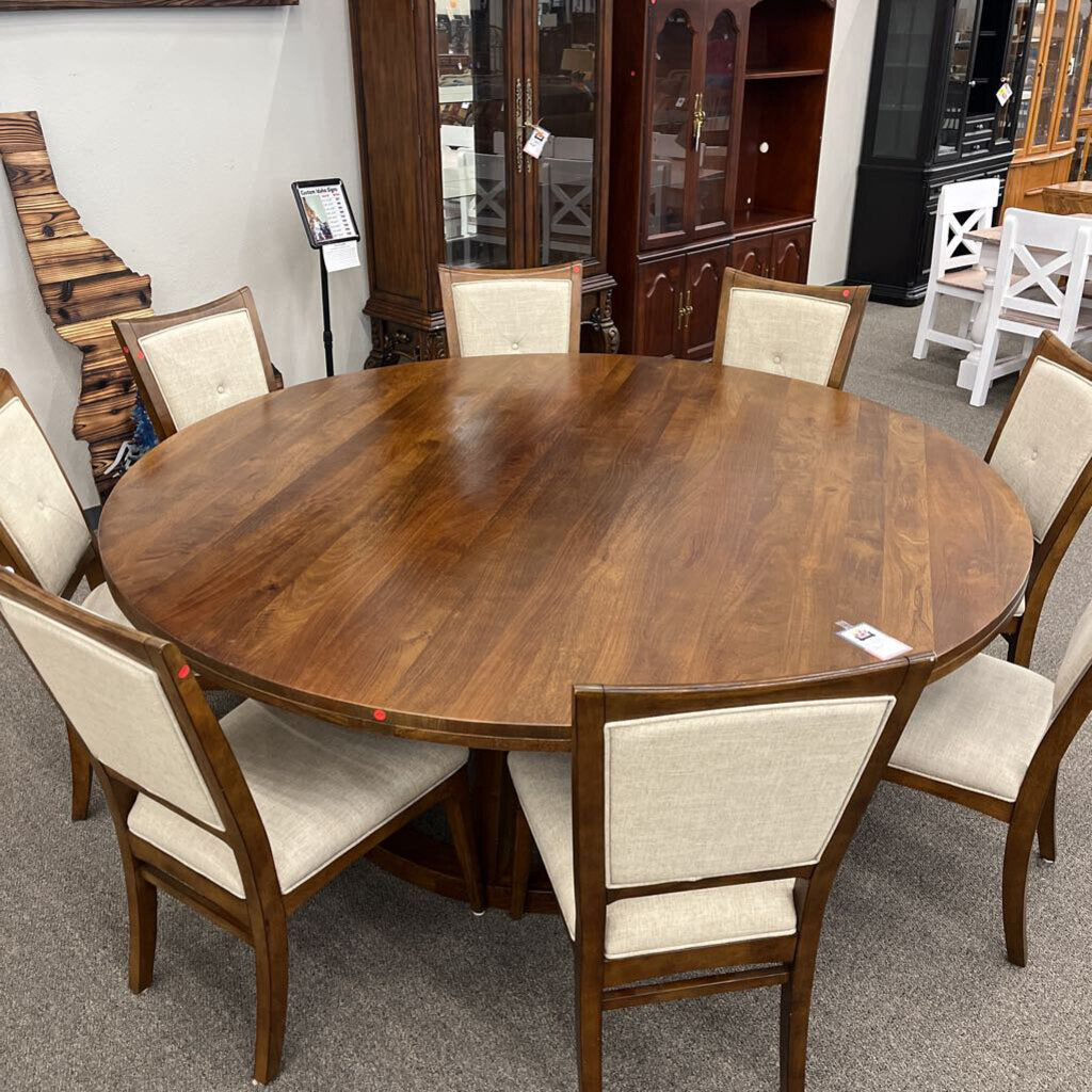 7ft. Round Table w/ 8 Chairs