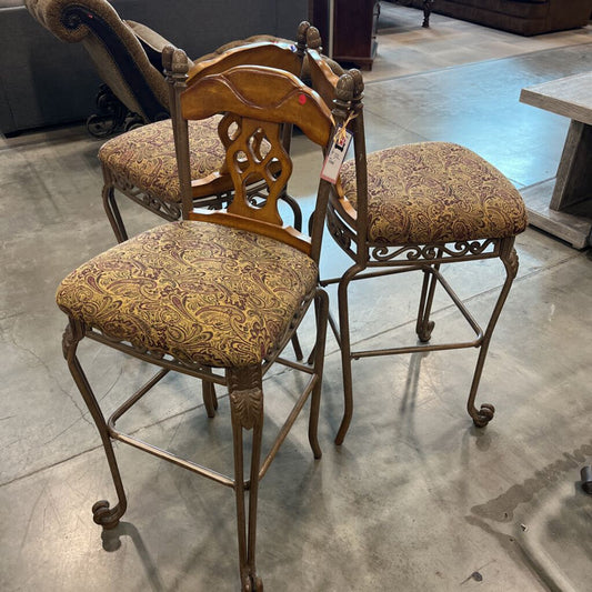 Set 3 Metal/ Wood Barstools