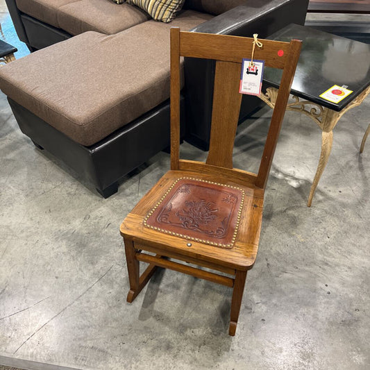 Vintage Leather Seat Rocking Chair