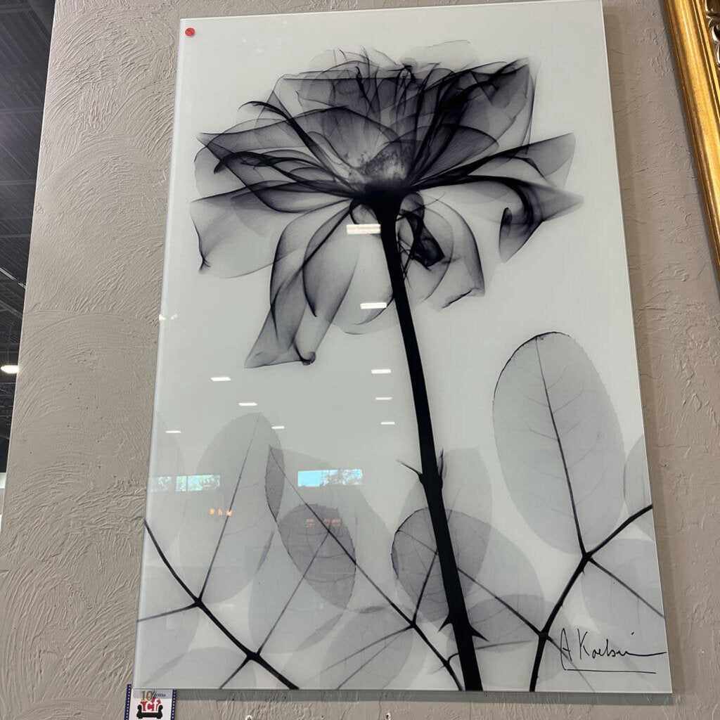 Black & White Glass Floral Art