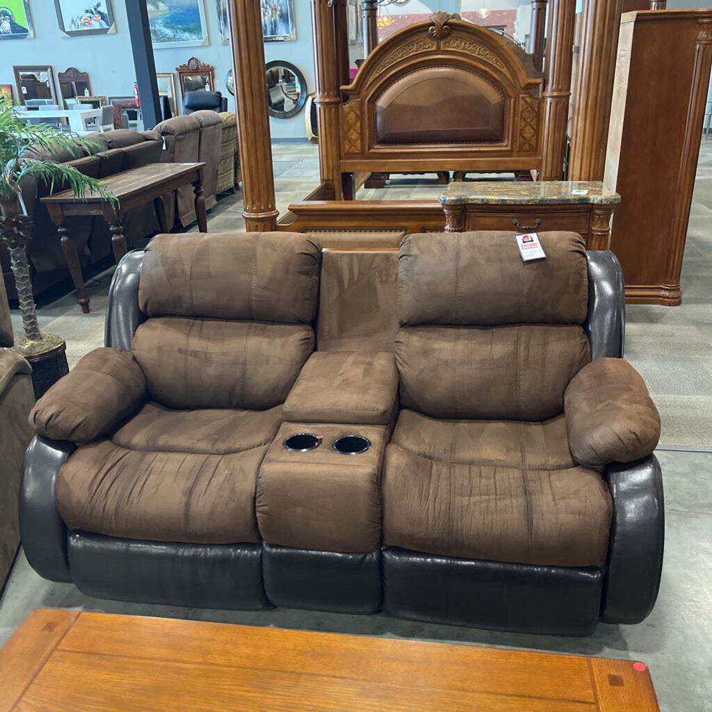 Brown 2tone Reclining Loveseat