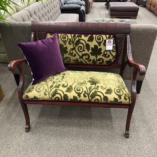 Green Velvet Pattern Bench