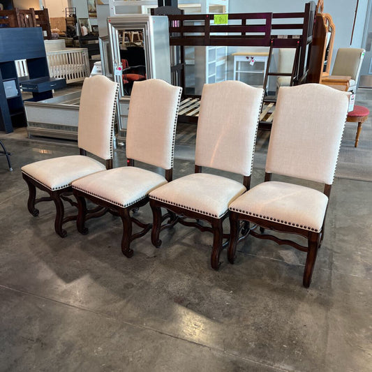 Set of 4 Beige Nailhead Chairs