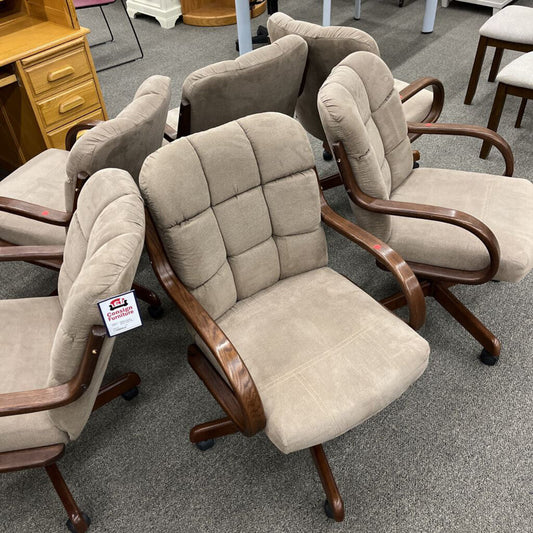 Set of 4 Brown Roller Chairs