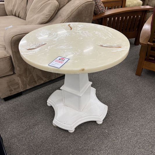 White Marble Top Pedestal Table