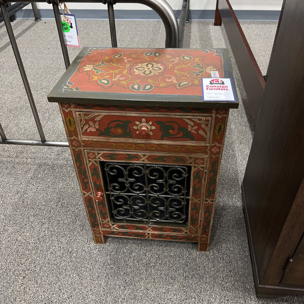 Red Leaf Pattern Nightstand