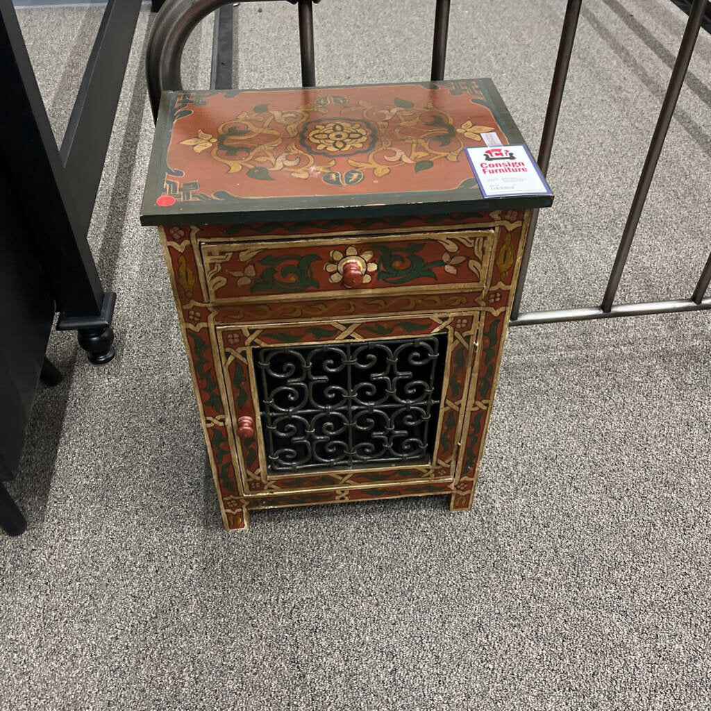 Red Leaf Pattern Nightstand