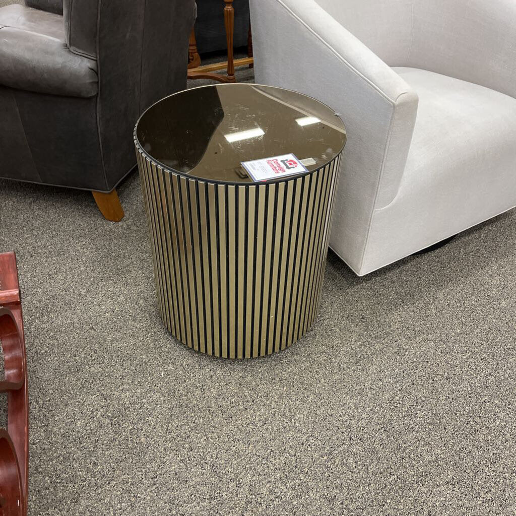 Round Mirror Top End Table