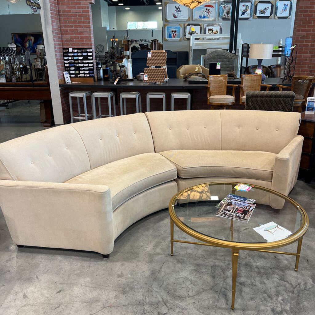 Beige 2pc. Curved Sofa