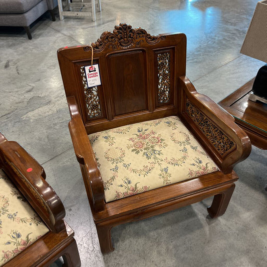 Vintage Carved Floral Chair