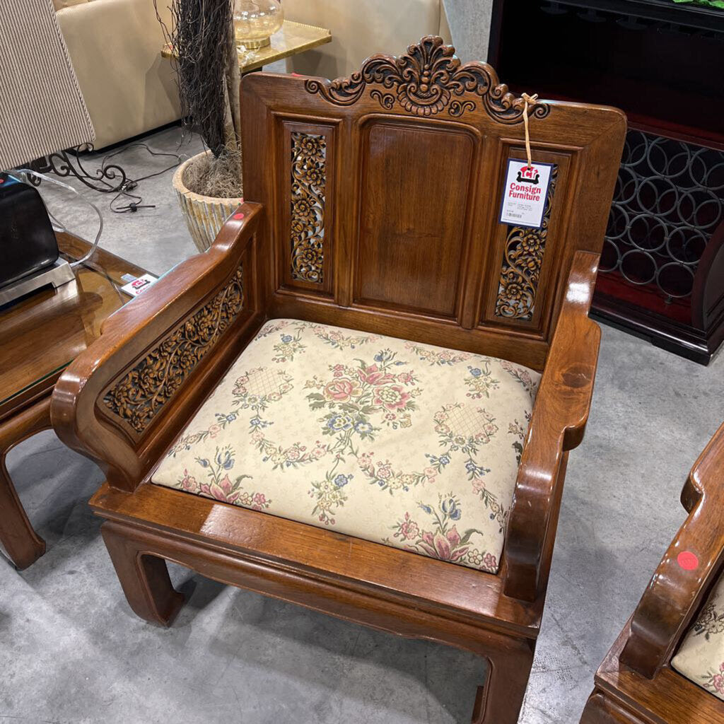 Vintage Carved Floral Chair