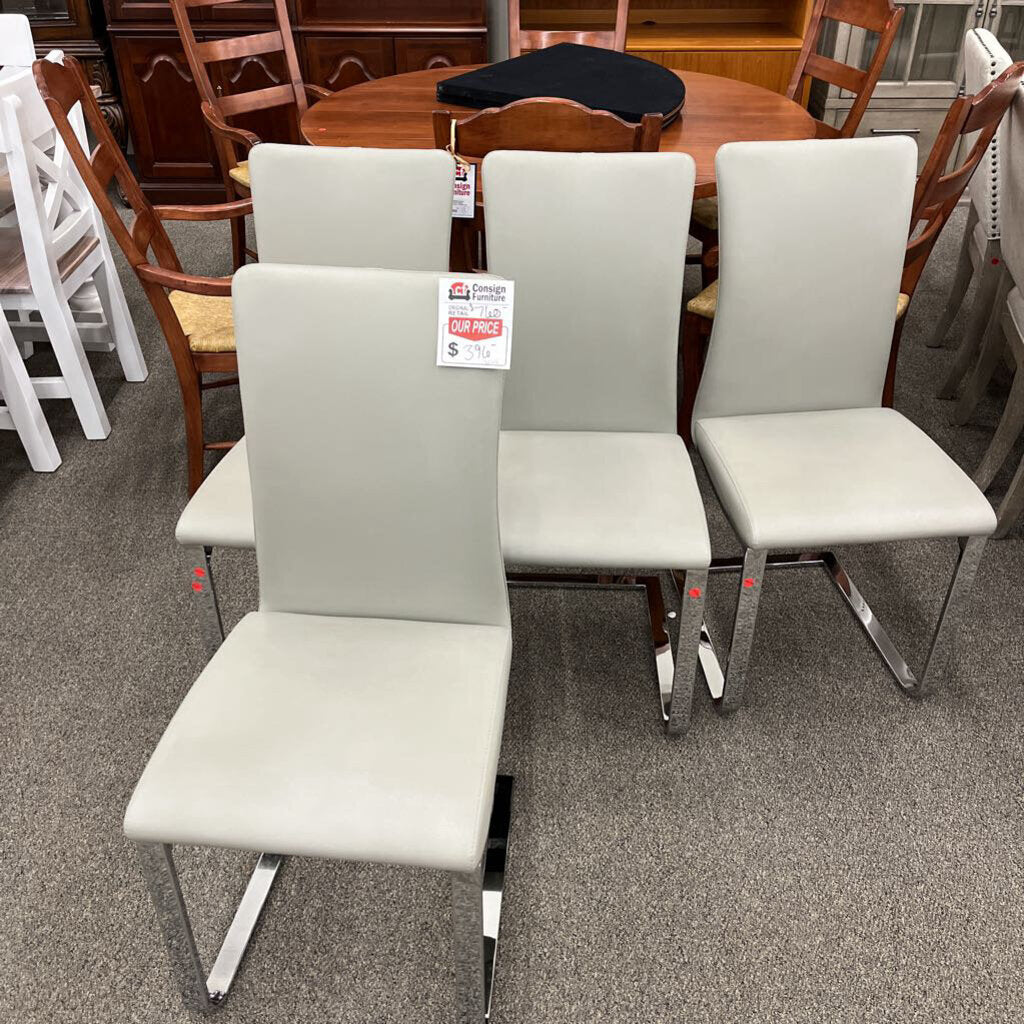 Set of 4 Gray Leather Chairs