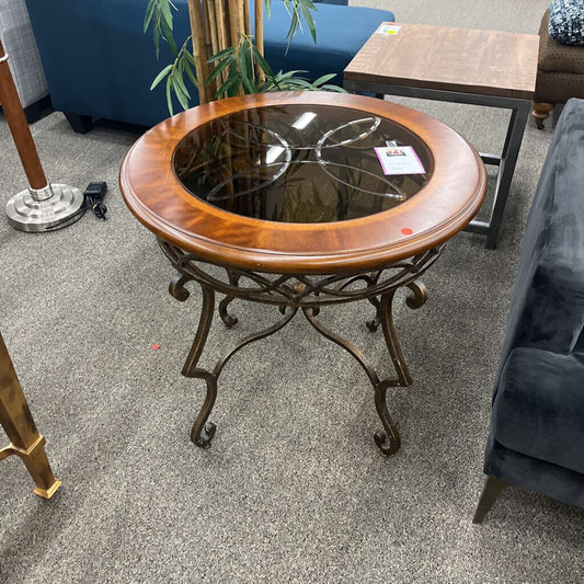 Round Glass Insert End Table