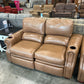 Set 4 Brown Leather Theatre Seats