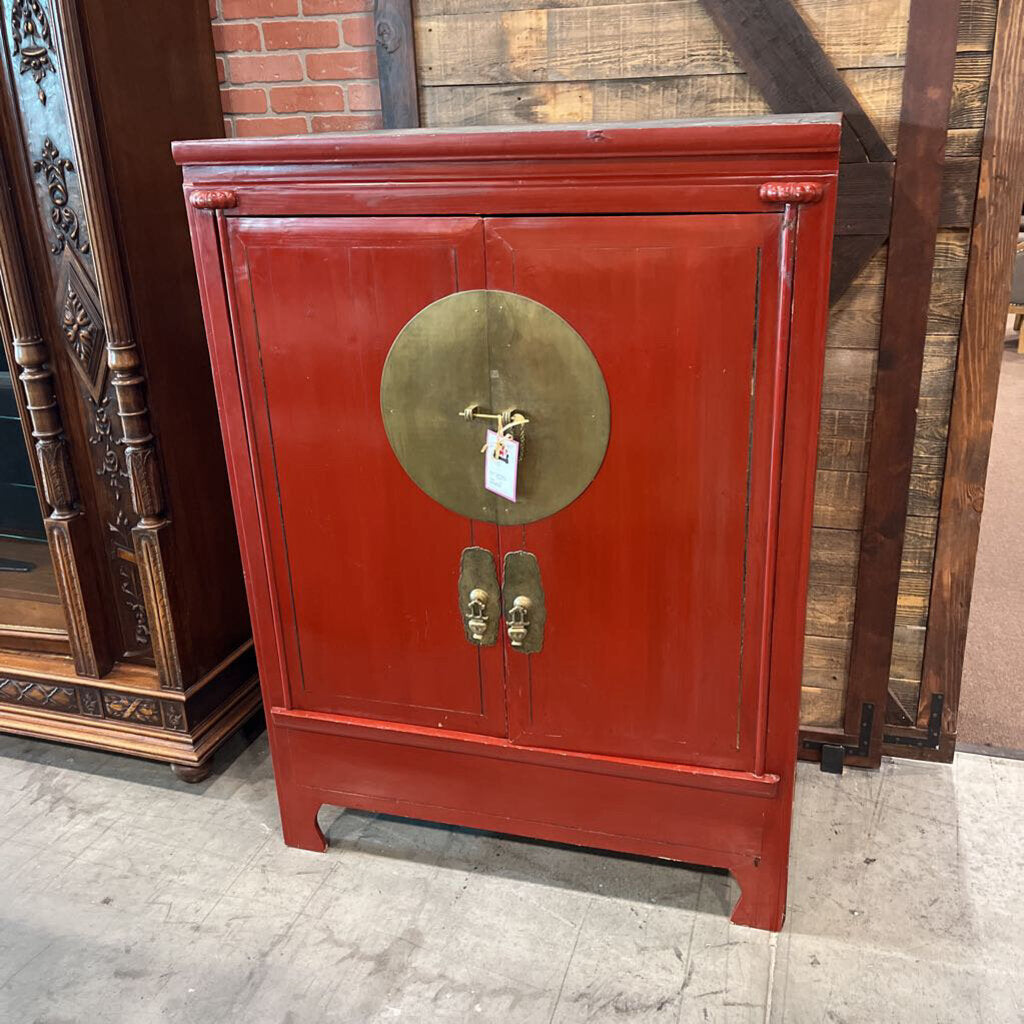 Red Asian Style Cabinet