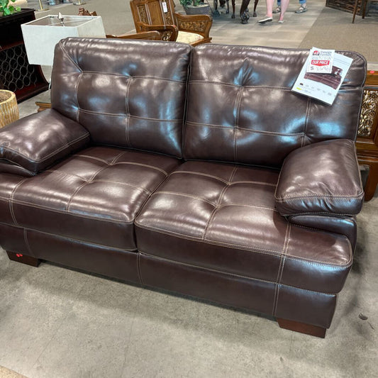 Brown Leather Loveseat