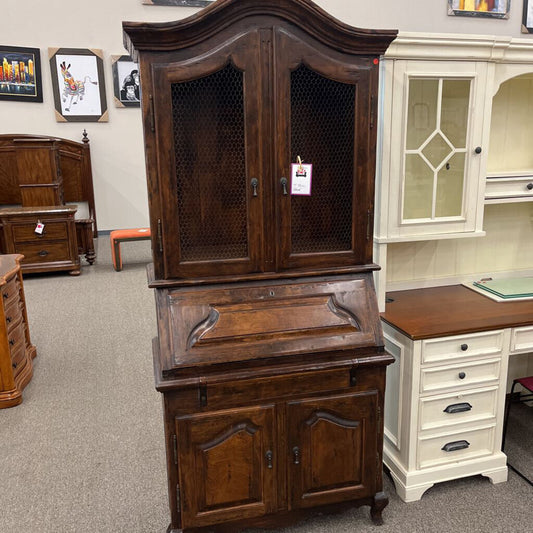 Vintage Cherry Secretary Hutch