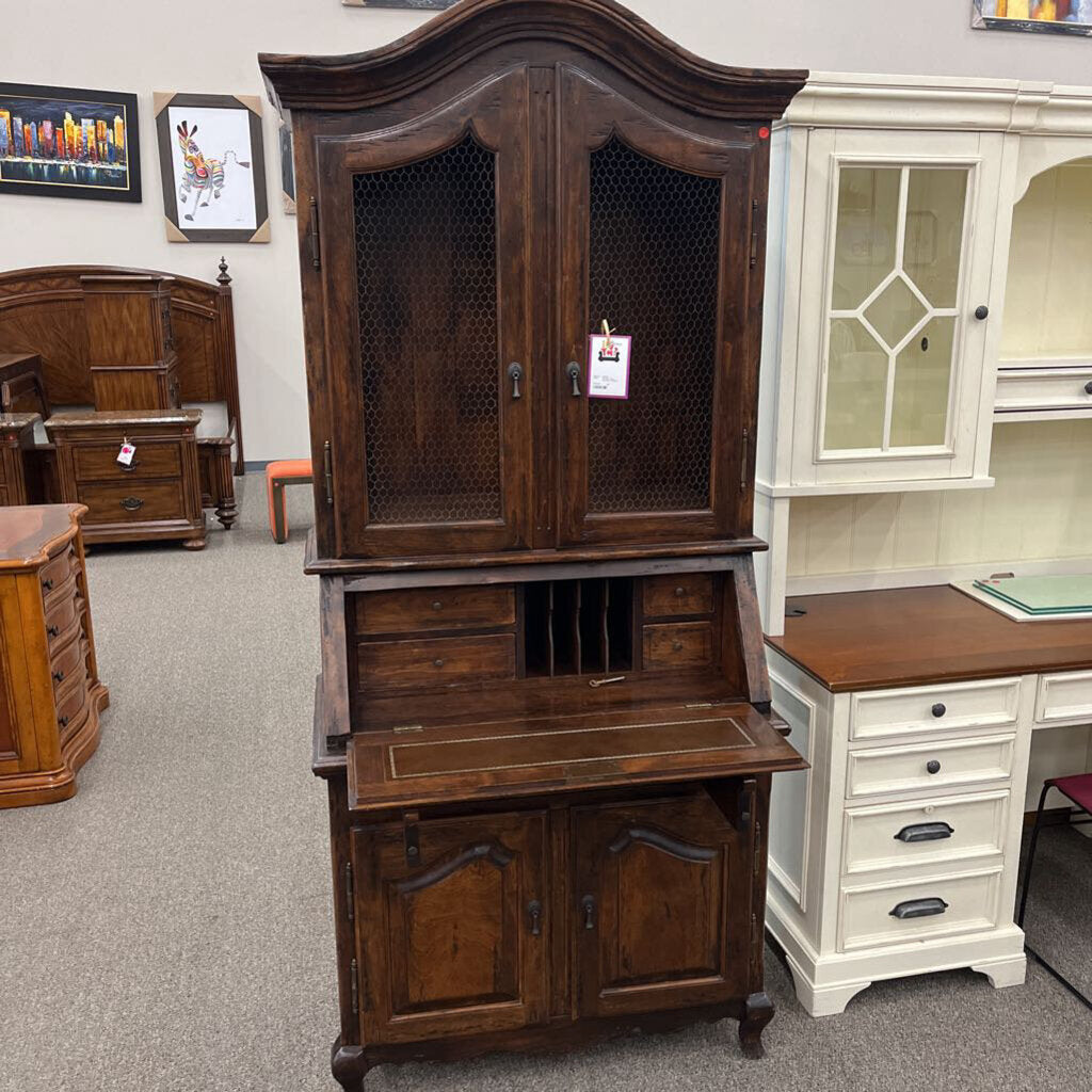 Vintage Cherry Secretary Hutch