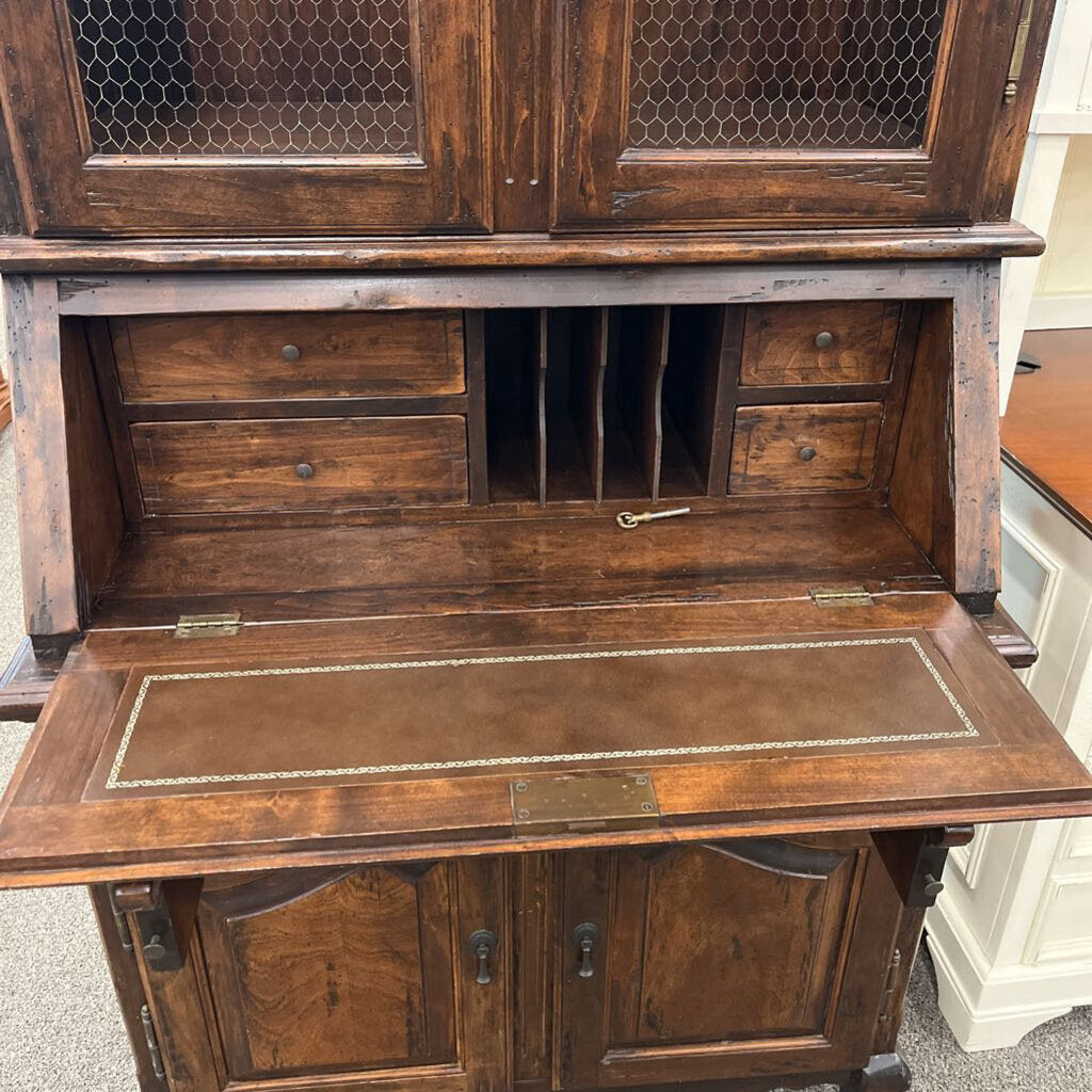 Vintage Cherry Secretary Hutch