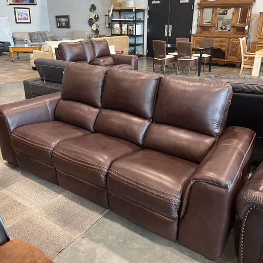 Brown Power Leather Rec. Sofa