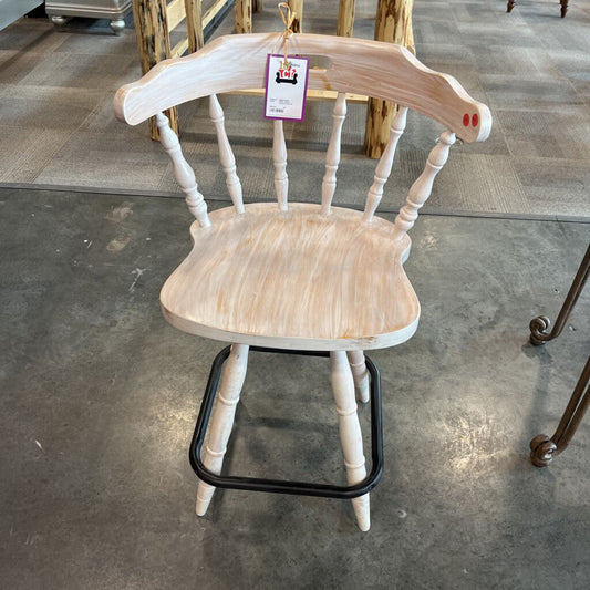 White Wash Swivel Stool