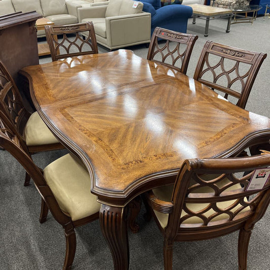 Inlaid Table w/ 6Chairs 2Leaves