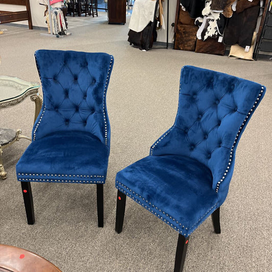 Pair of Blue Velvet Chairs